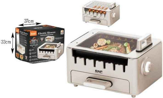 Raf Tabletop Grătar Electric Grătar 800W cu Capac și Termostat Reglabil