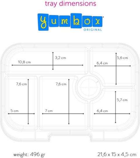 Φαγητοδοχείο Yumbox Original 6 Χωρίσματα Surf Blue Funny Monsters