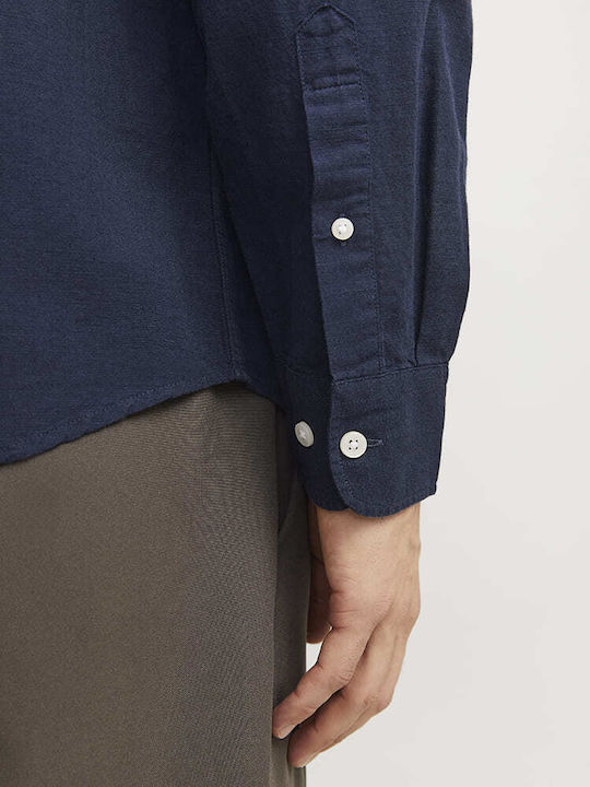 Button Down Langärmlig Baumwolle Hemd Dark Blue