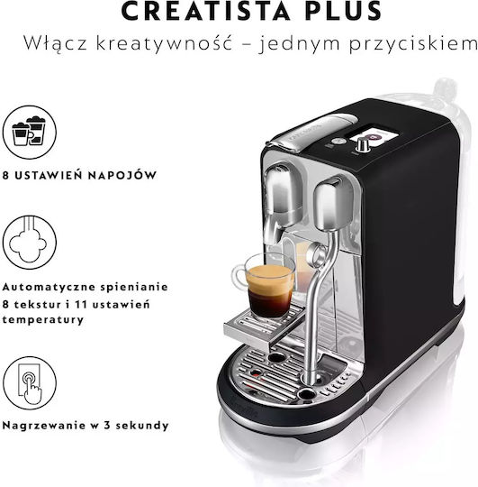Sage Creatista Plus Καφετιέρα για Κάψουλες Nespresso Πίεσης 15bar Μαύρη