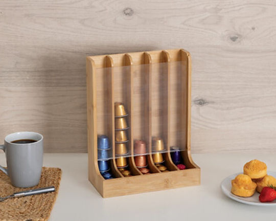 Wooden Bamboo Capsule Stand 11.5x29x23 cm 5five 190035