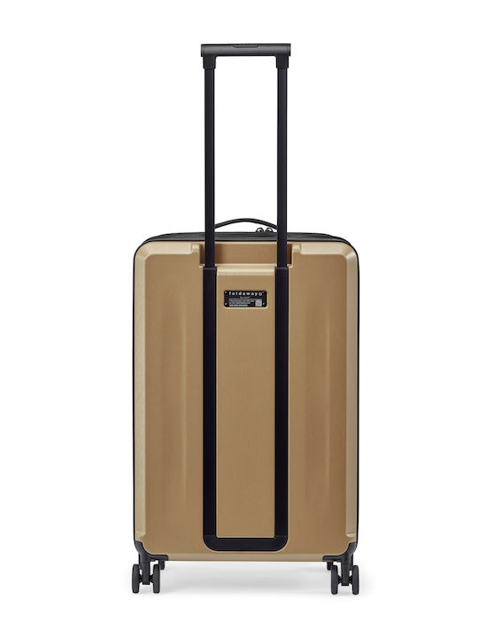 Senz° Μεσαία Βαλίτσα Ταξιδίου Σκληρή Champagne Brown με 4 Ρόδες Ύψους 66εκ.