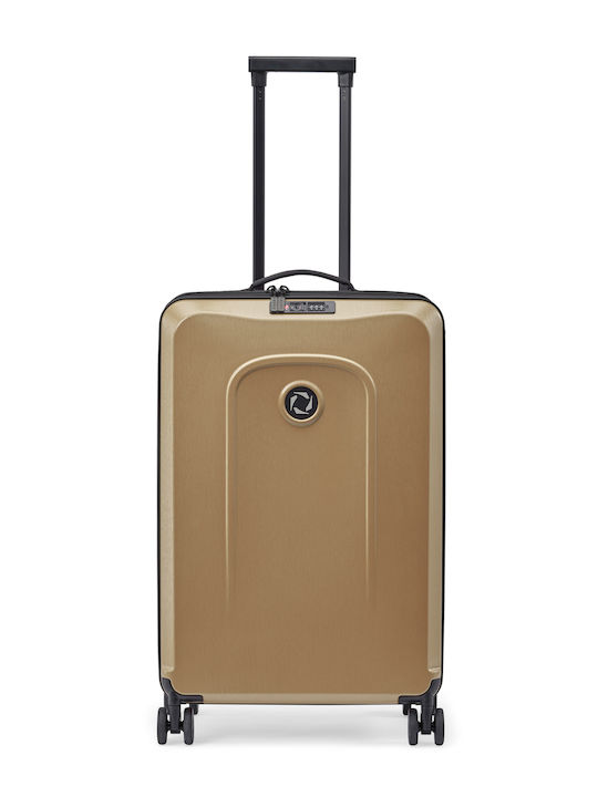 Senz° Μεσαία Βαλίτσα Ταξιδίου Σκληρή Champagne Brown με 4 Ρόδες Ύψους 66εκ.