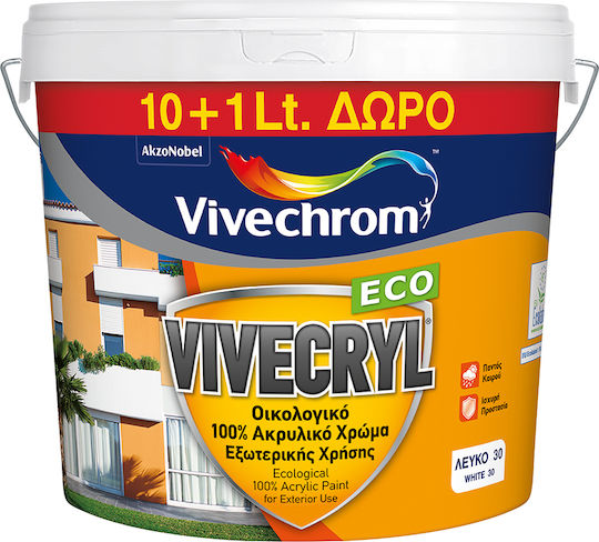 Vivechrom Vivecryl Eco Basis D Plastik Farbe für Äußeres Verwendung Weiß 11Es