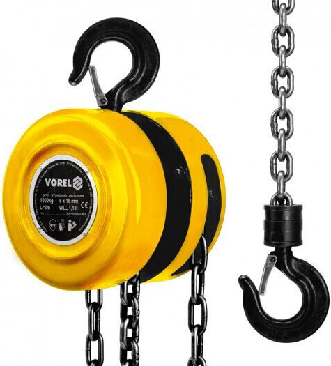 Vorel Chain Hoist for Weight Load up to 2t Yellow