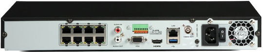 Hikvision Überwachungs-Videorekorder NVR 8 Kanäle mit Auflösung 4K DS-7608NXI-I2/8P/S(E)