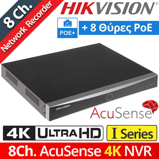 Hikvision Überwachungs-Videorekorder NVR 8 Kanäle mit Auflösung 4K DS-7608NXI-I2/8P/S(E)