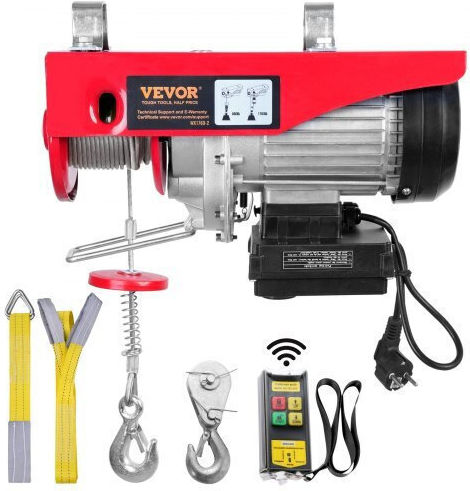 Vevor Electric Hoist 1450 W Wifi Remote Control Max Lifting Height 6/12 M Speed 10 M Min Capacity 400 800 Kg