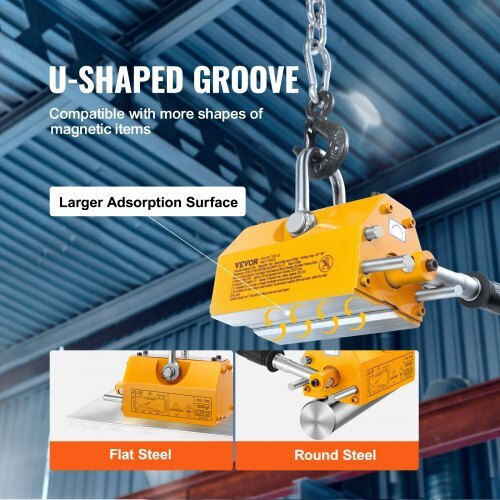 Troliu Magnetic Vevor 1000 Kg Factor de Siguranță 2.5 Dimensiuni Bază 256 X 133 X 139 Mm
