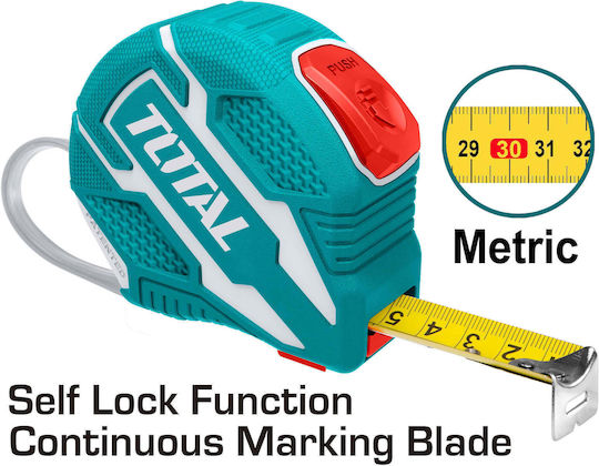 Total Tape Measure with Auto-Rewind 25mm x 5m