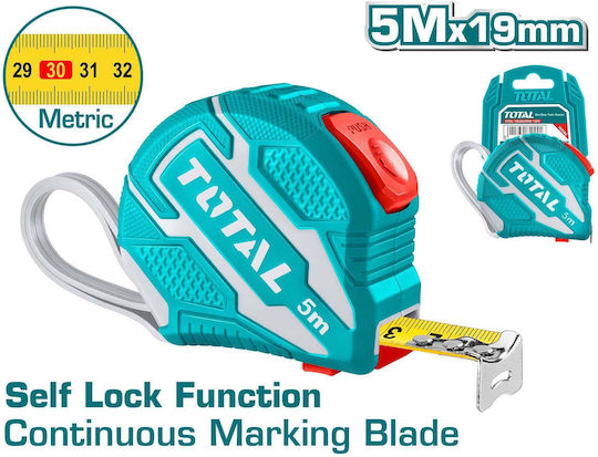 Total Tape Measure with Auto-Rewind 19mm x 5m