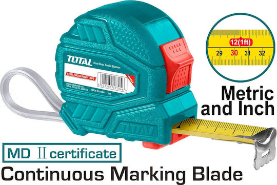 Total Tape Measure with Auto-Rewind 25mm x 5m