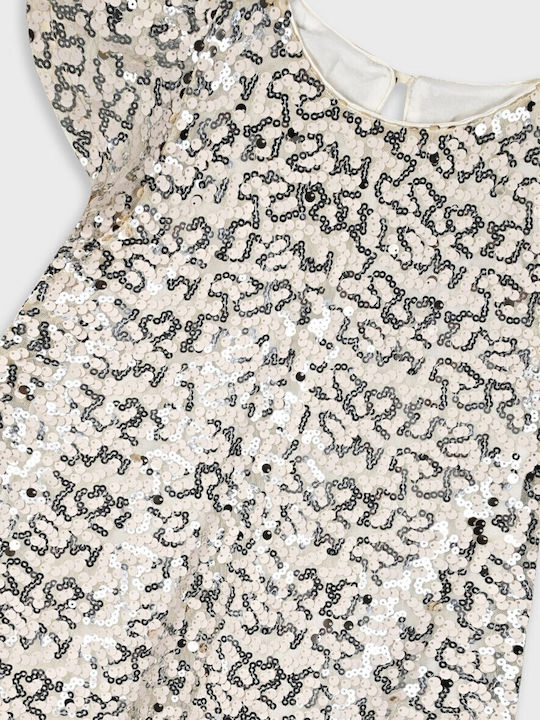 Children's Dress Short Sleeve with Sequins Gold