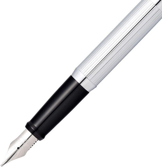 Sheaffer Sagaris Chrome Writing Pen Medium Silver with Blue Ink
