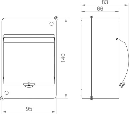 Eurolamp Wall mounted 4-Elements Fuse Box with 1 Row W195xH140xD83mm