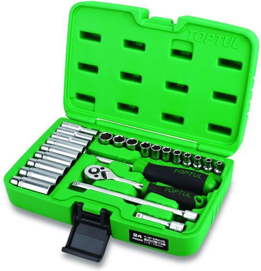 Toptul Set de chei tubulare și clichet 1\4" 24buc