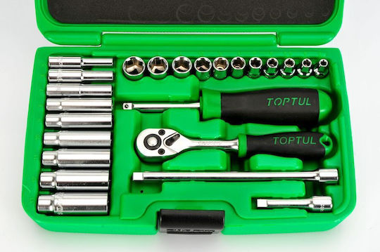 Toptul Set de chei tubulare și clichet 1\4" 24buc