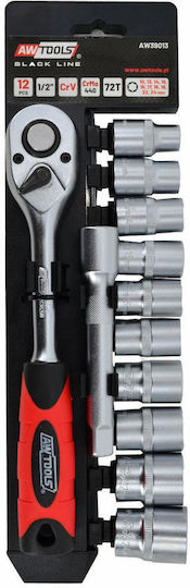 AWTools Ratschen- & Steckschlüssel-Sets 1\2" 12Stück