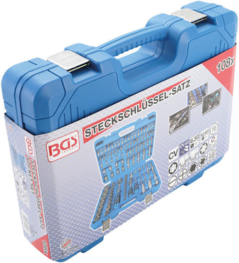 BGS Technic Ratschen- und Steckschlüssel-Set 1/2" & 1/4" 108 Stück