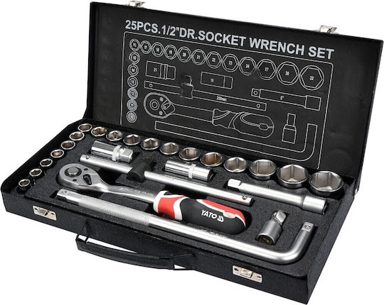 Yato Tool Set Ratchet 1\2" 25pcs YT-12671