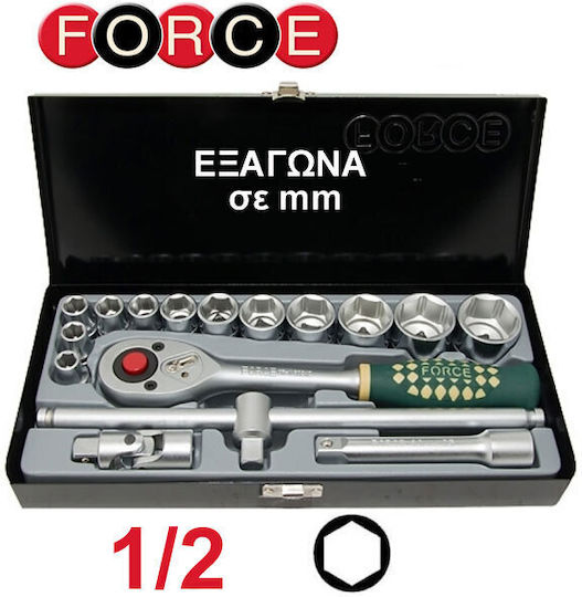 Force Ratschen- & Steckschlüssel-Sets 1\2" 16Stück
