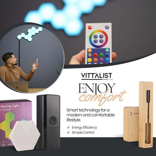 Vittalist Smart Dekoratives Tischlampen LED RGBIC Panel 10x10cm