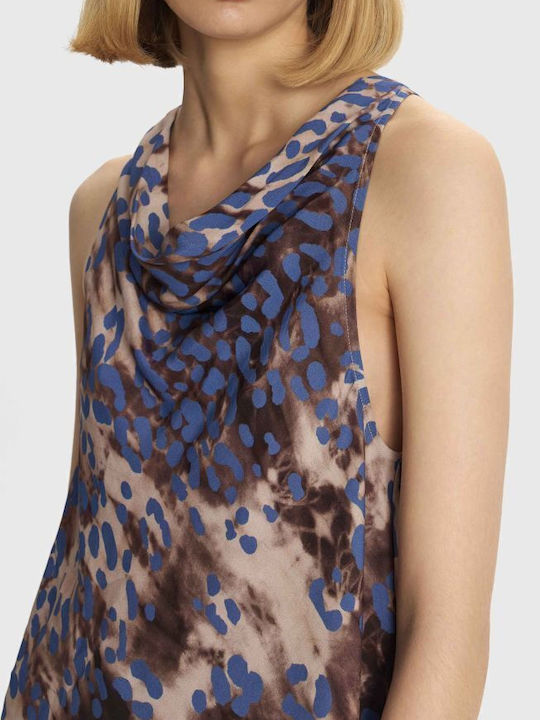 Γυναικείο Crop Top Ντραπέ Αμάνικο Animal Print Multicolor