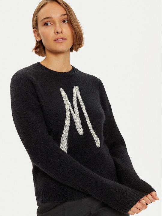 Damen Langarm Pullover Wolle Black