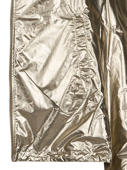 Women's Long Parka Jacket Double Sided for Spring or Autumn Metallic