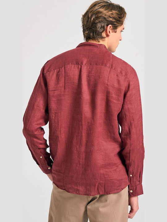 Long-sleeved Linen Shirt Burgundy