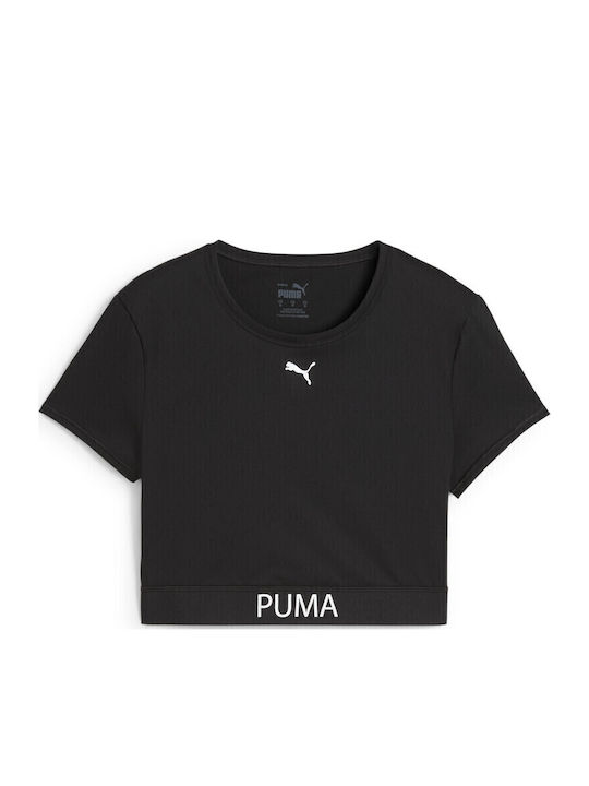 Women's Crop T-shirt Fast Drying Black