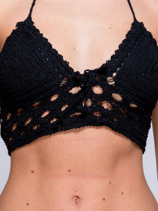 Tricotat Top Triunghi Negru