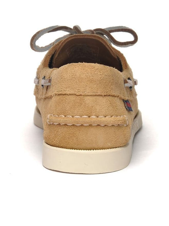 Portland Flesh Out Leather Women's Boat Shoes in Beige Color