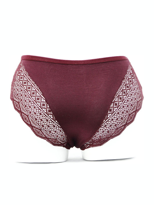 Damen Slip mit Spitze Burgundy