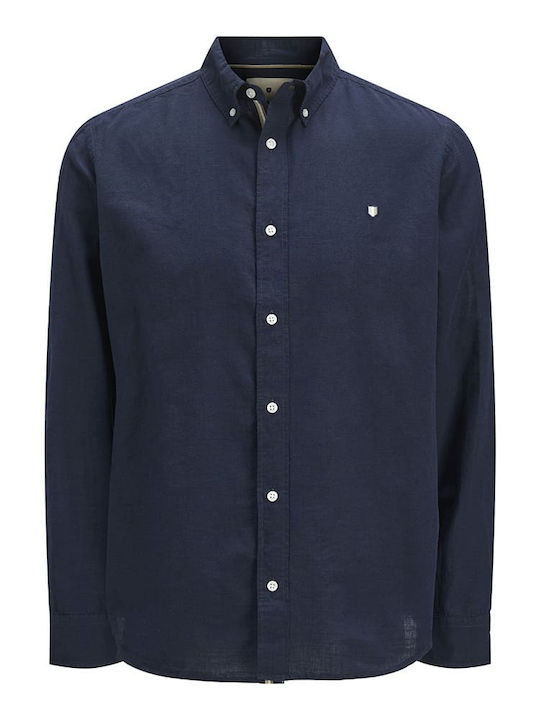 Button Down Langärmlig Baumwolle Hemd Dark Blue