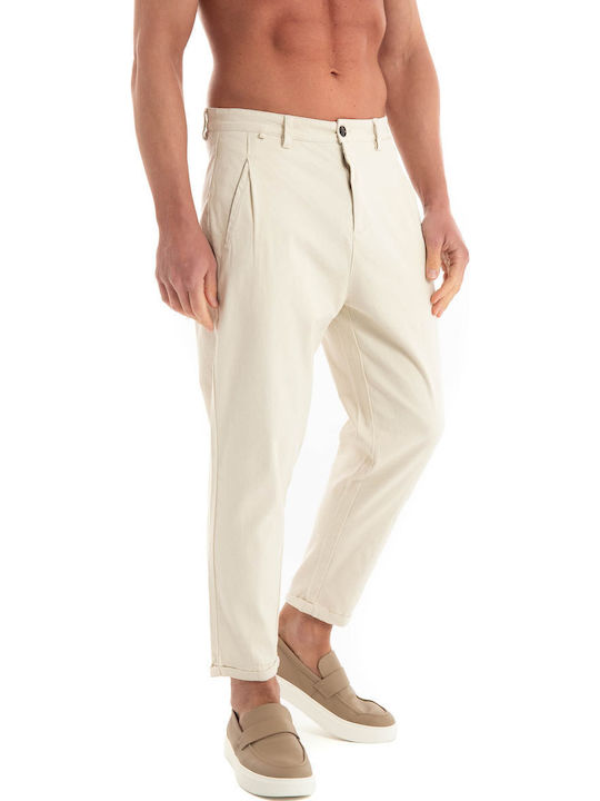 Trousers Elastic in Tapered Line Beige