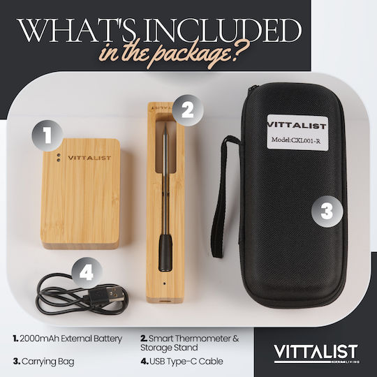 Vittalist Fără fir magazin online Termometru Cuptor cu Ac și Bluetooth