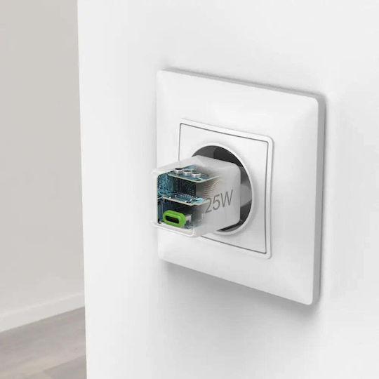 HAMA Charger Without Cable with USB-C Port 25W Power Delivery / Quick Charge 2.0 Whites (201981)