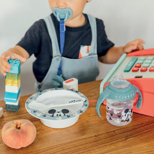 Thermobaby Set Pentru Mâncare Copii Mickey Din Plastic Albastru 2 Bucăți