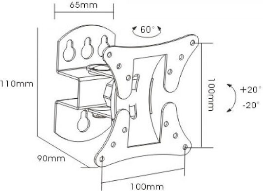 Jager LCD501 Βάση Τηλεόρασης Τοίχου έως 27" και 30kg Ασημί