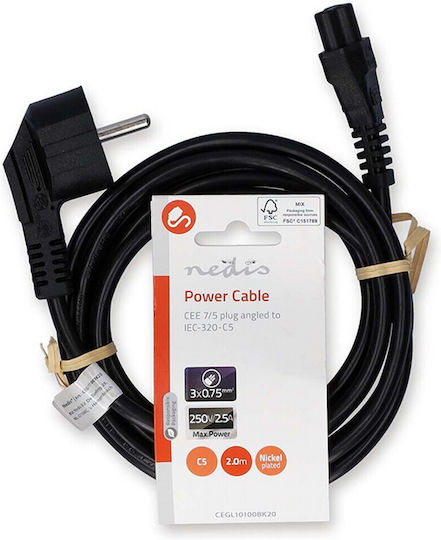 Nedis Schuko - IEC C5 Cable 2m Μαύρο CEGT10100BK20