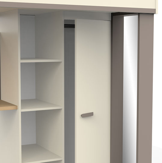 Kinderbett Hochbett Einzeln mit Stauraum & Schreibtisch Weiß für Matratze 90x200cm