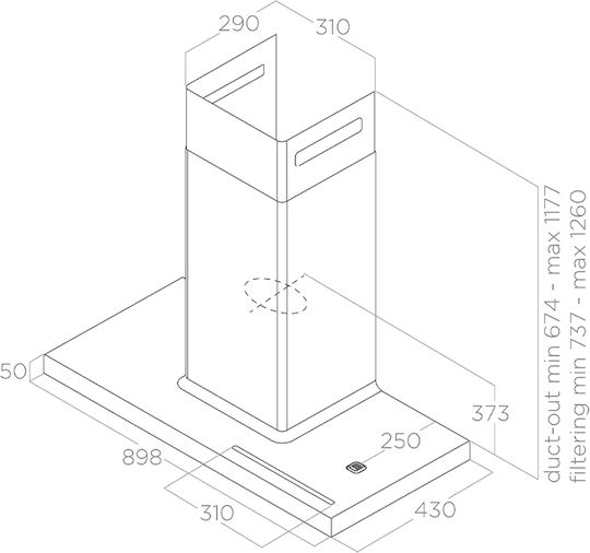 Elica Bio Bl A 90 Rovere Șemineu Hotă 90cm Negru