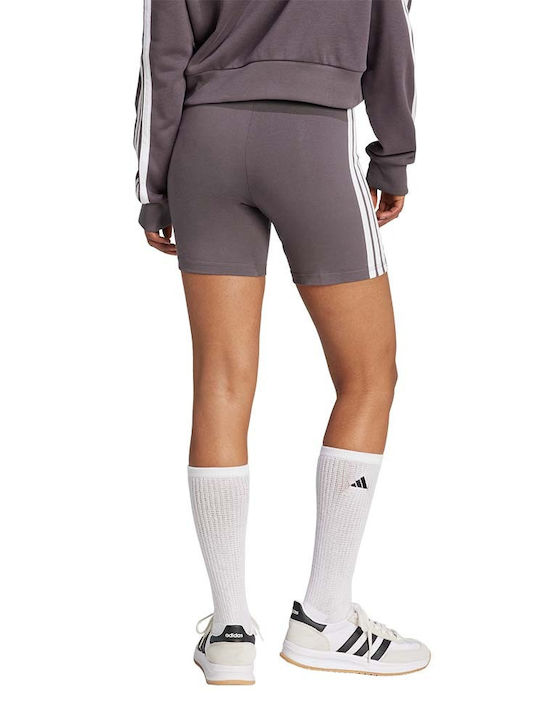 Essentials 3-Stripes Training Γυναικείο Ποδηλατικό Κολάν Ψηλόμεσο ΓΚΡΙ ΣΚΟΥΡΟ