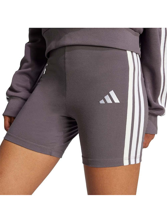 Essentials 3-Stripes Training Γυναικείο Ποδηλατικό Κολάν Ψηλόμεσο ΓΚΡΙ ΣΚΟΥΡΟ