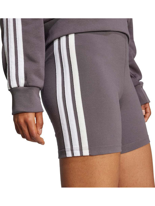Essentials 3-Stripes Training Γυναικείο Ποδηλατικό Κολάν Ψηλόμεσο ΓΚΡΙ ΣΚΟΥΡΟ