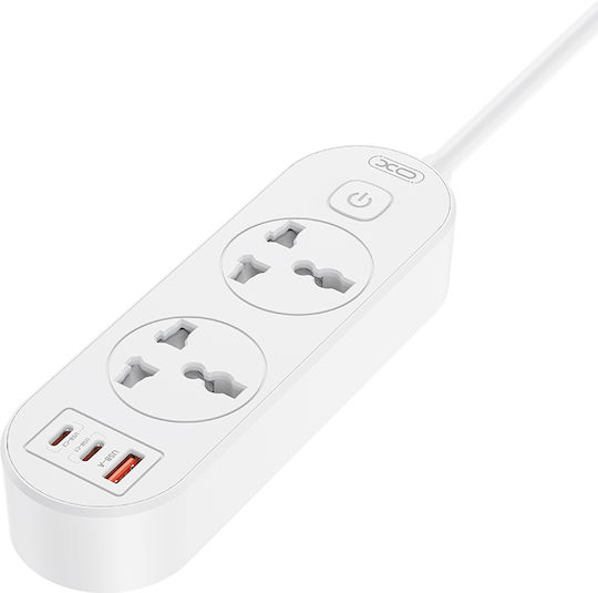 XO Πολύπριζο 2 Θέσεων με 1 USB-A, Διακόπτη και Καλώδιο 1.5m