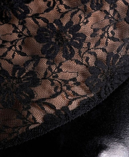 Sexy Wetlook Minikleid Spitze + String Schwarz