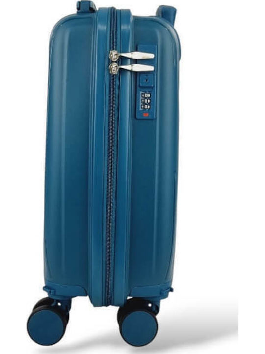 Playful Bags Cabin Travel Suitcase Hard Petrol Blue with 4 Wheels Height 40cm