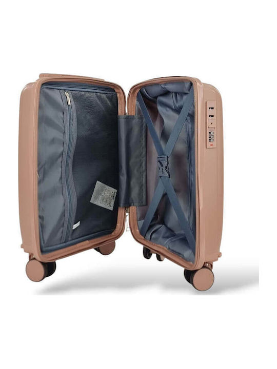 Playful Bags Βαλίτσα Ταξιδίου Καμπίνας Σκληρή Ροζ/χρυσό με 4 Ρόδες Ύψους 40εκ.
